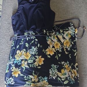 Three Hearts Navy Floral Kids Dress